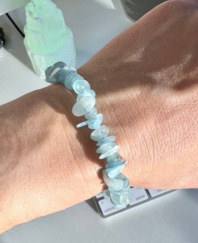 Aquamarine Crystal Chip Bracelet 