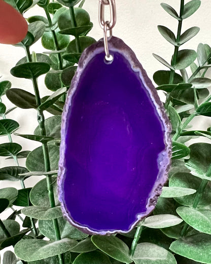 Crystal Gemstone Keyring Agate Slice