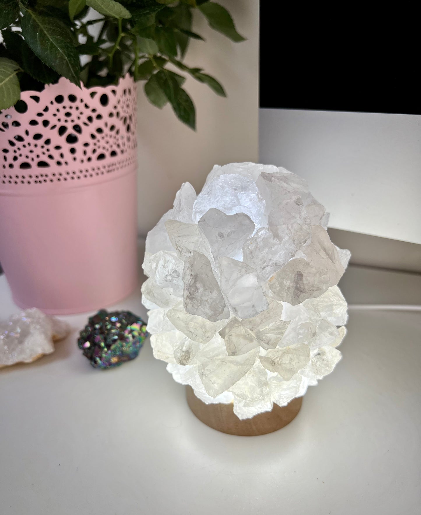 Crystal USB Desk Lamp Clear Rock Quartz