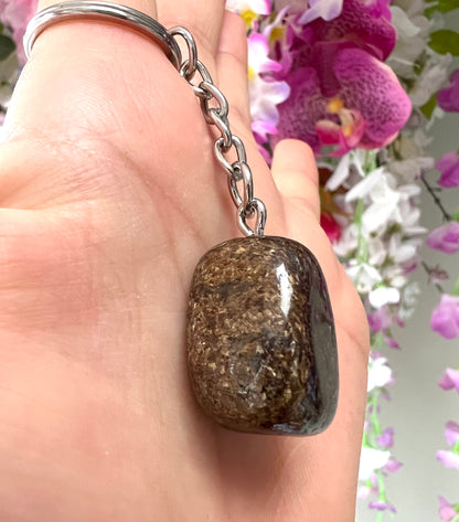 Crystal Gemstone Keyring Bronzite