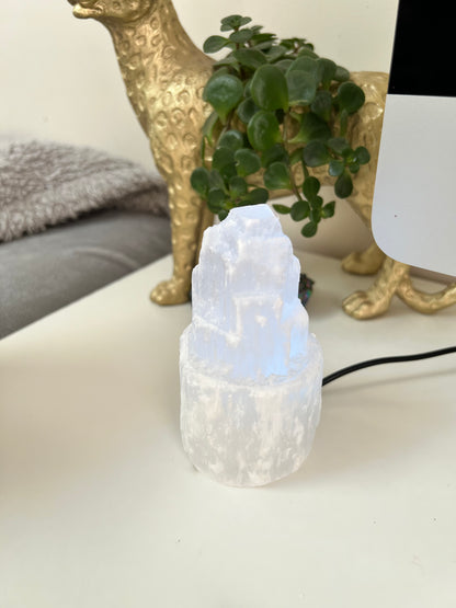 Selenite Satin Spar LED Mini Skyscraper Lamp