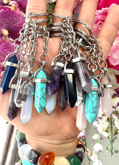 Crystal Gemstone Keyring Point 