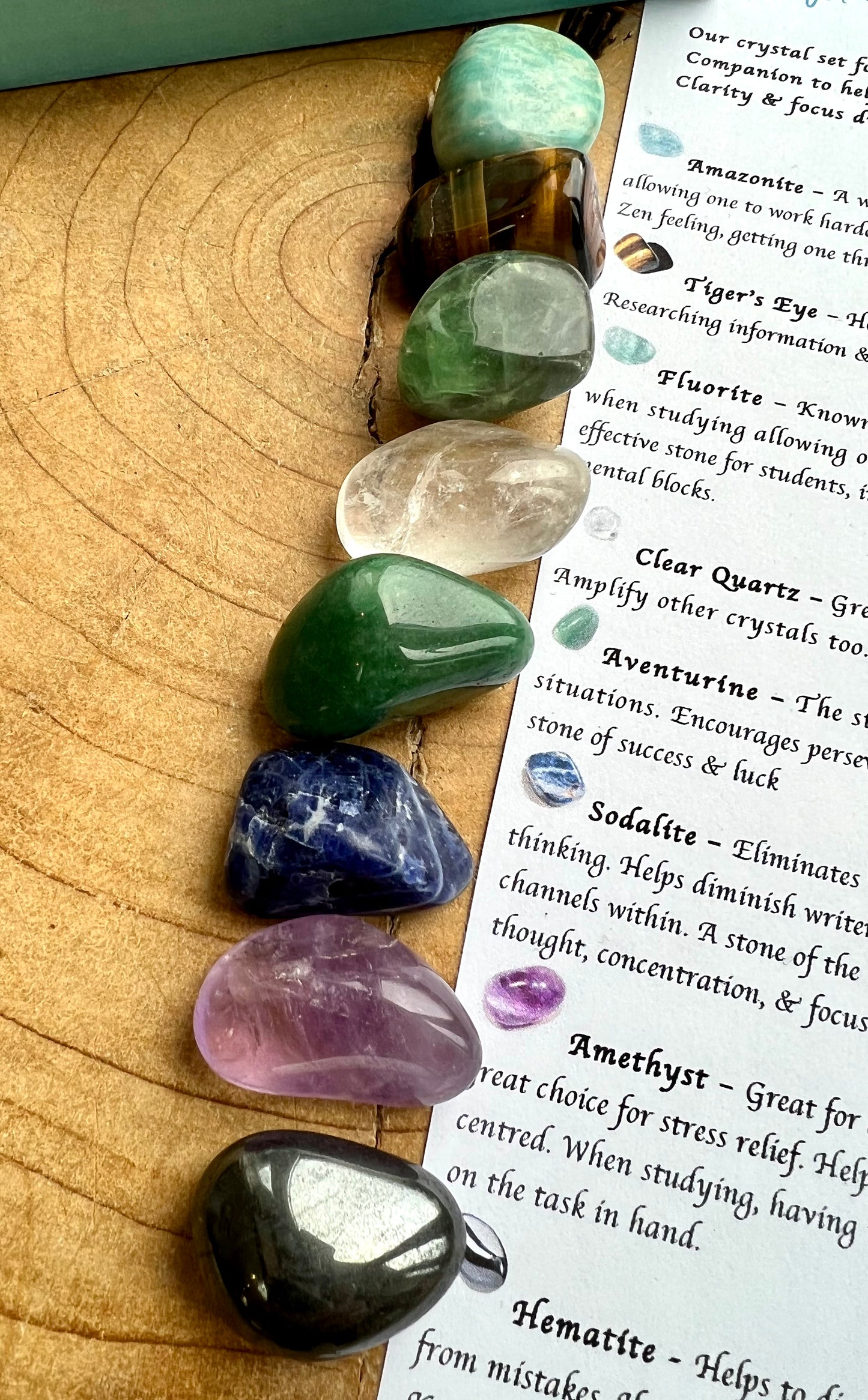 Crystals for Exams & Studying 8 Piece Tumblestone Set
