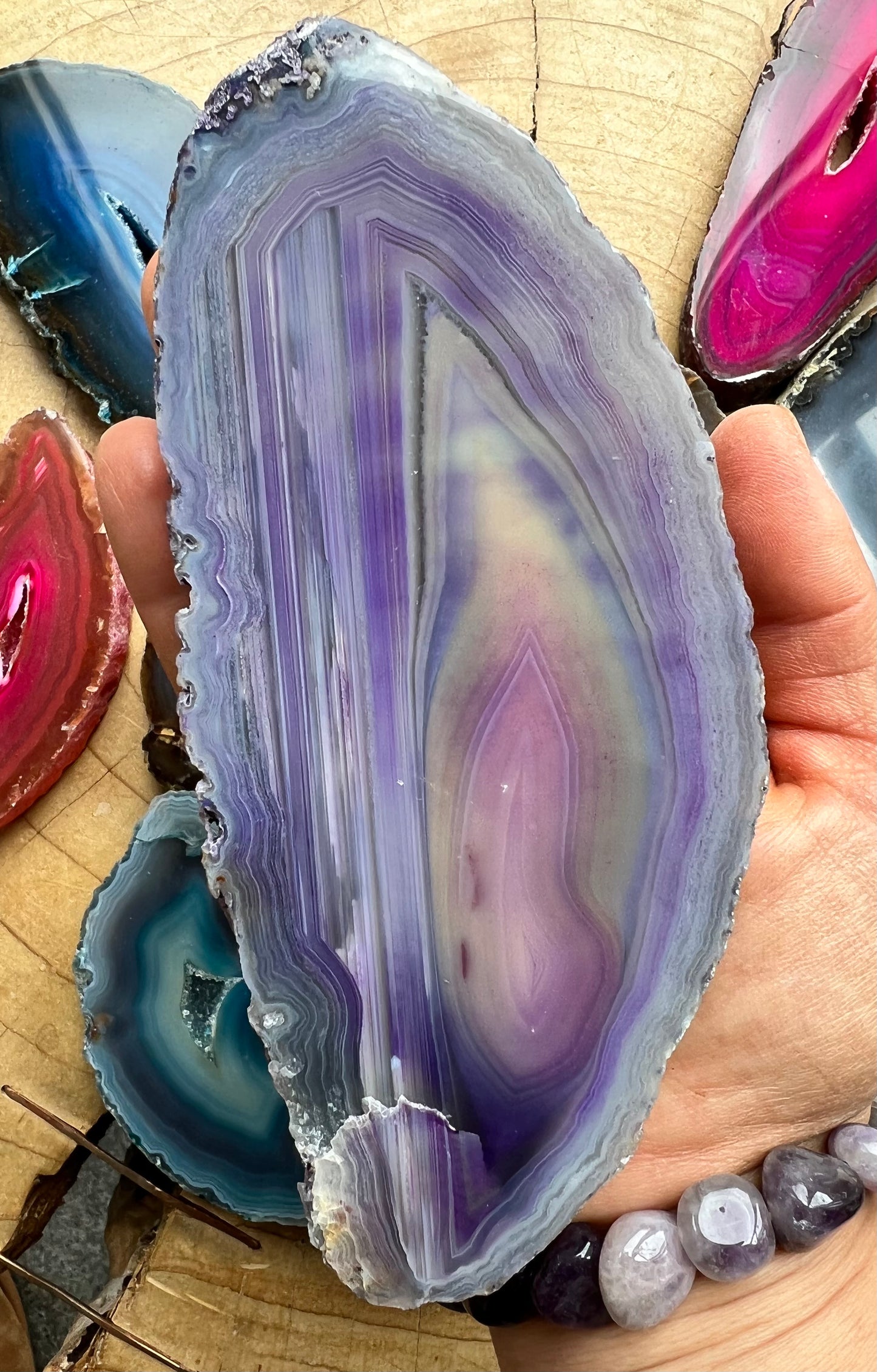 Dyed Agate Thick Slice Druzy Geode