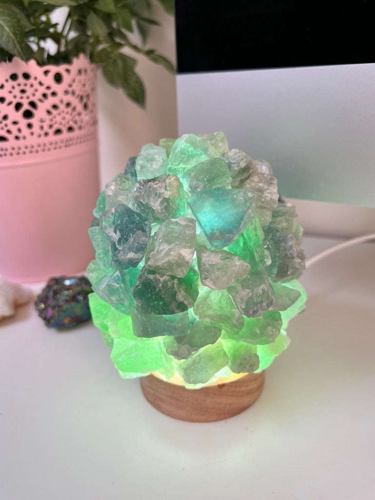 Crystal USB Desk Lamp Green Fluorite 