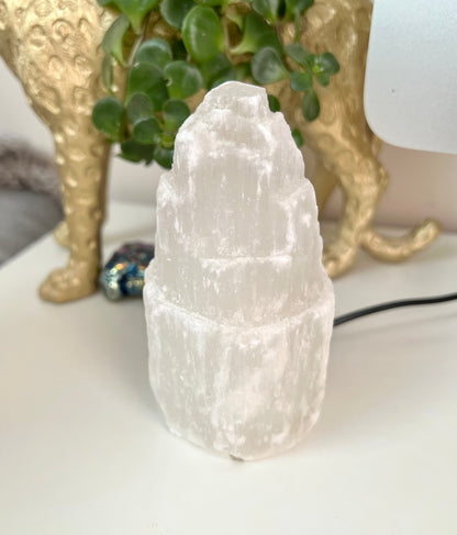 Selenite Satin Spar LED Mini Skyscraper Lamp