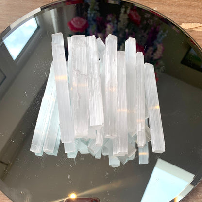 Selenite Crystal Ruler Wand 8-10cm - Protective - CrystalBoutique.co.uk