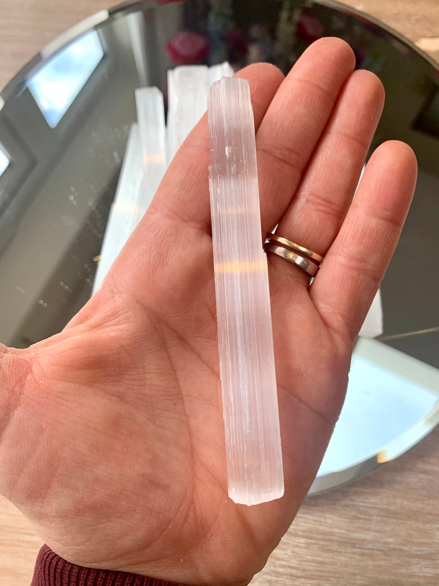 Selenite (Satin Spar) Crystal Ruler Wands - Protective