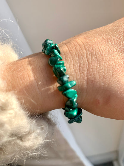 Malachite Tumble Stone Chip Crystal Healing Bracelets - Crystal Boutique.co.uk