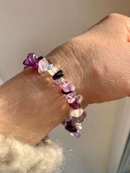 Fluorite Tumble Stone Chip Crystal Healing Bracelets - Crystal Boutique.co.uk