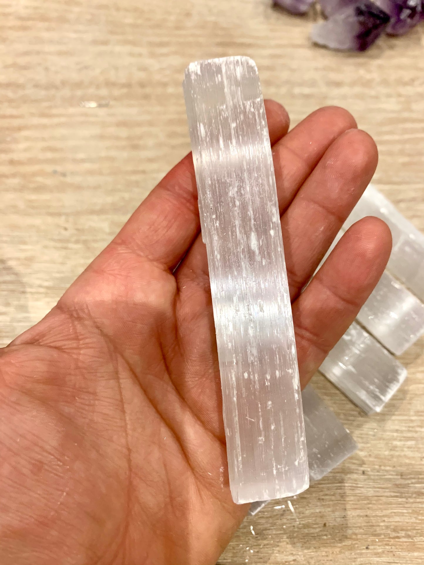 Selenite Crystal Ruler Wand 8-10cm - Protective - CrystalBoutique.co.uk