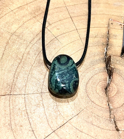 Kambaba Jasper Tumblestone Crystal Gemstone Corded Pendant Necklace Unisex