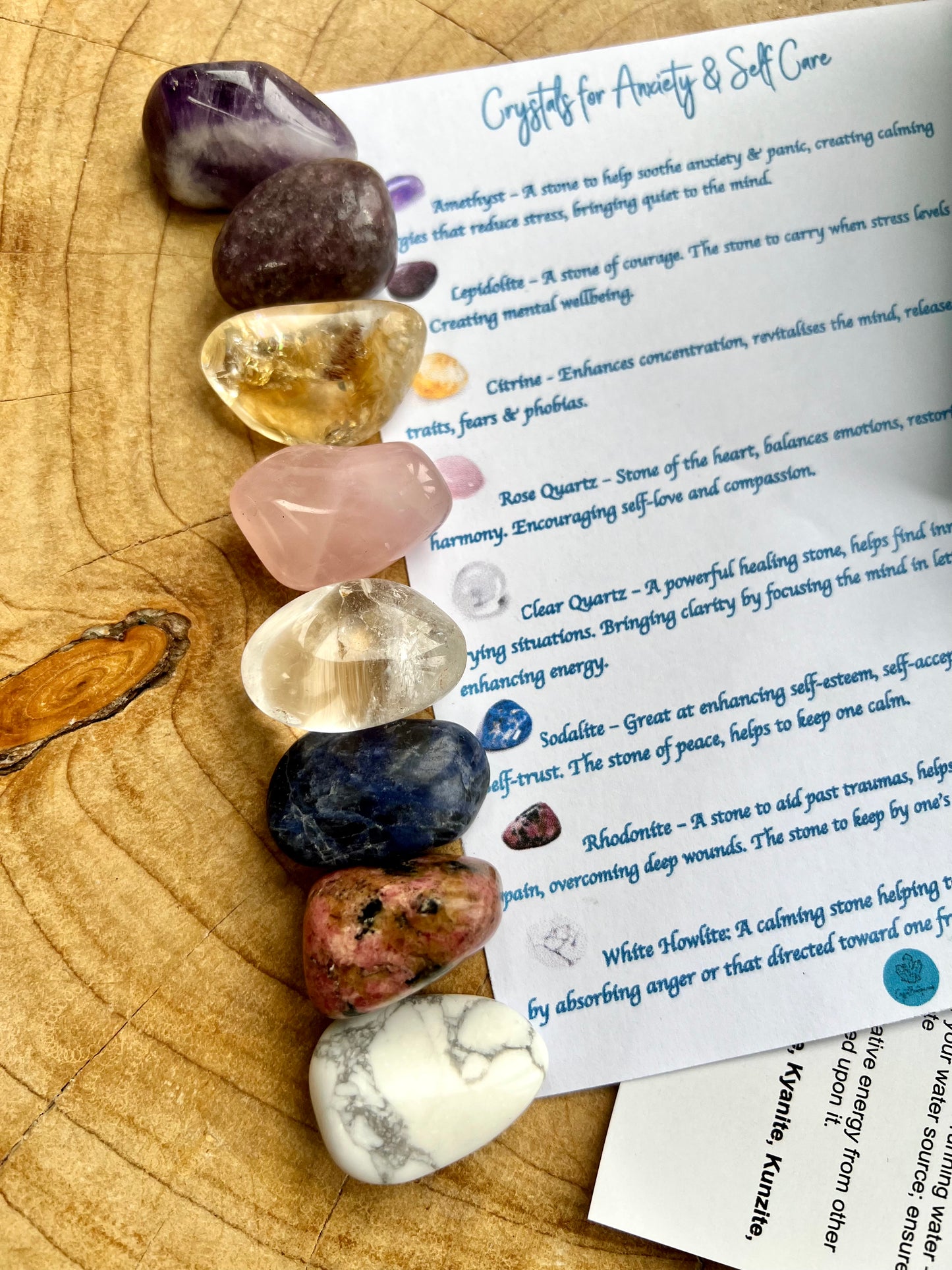 Crystals for Anxiety & Self Care 8 Piece Tumblestone Set