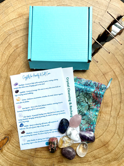 Crystals for Anxiety & Self Care 8 Piece Tumblestone Set