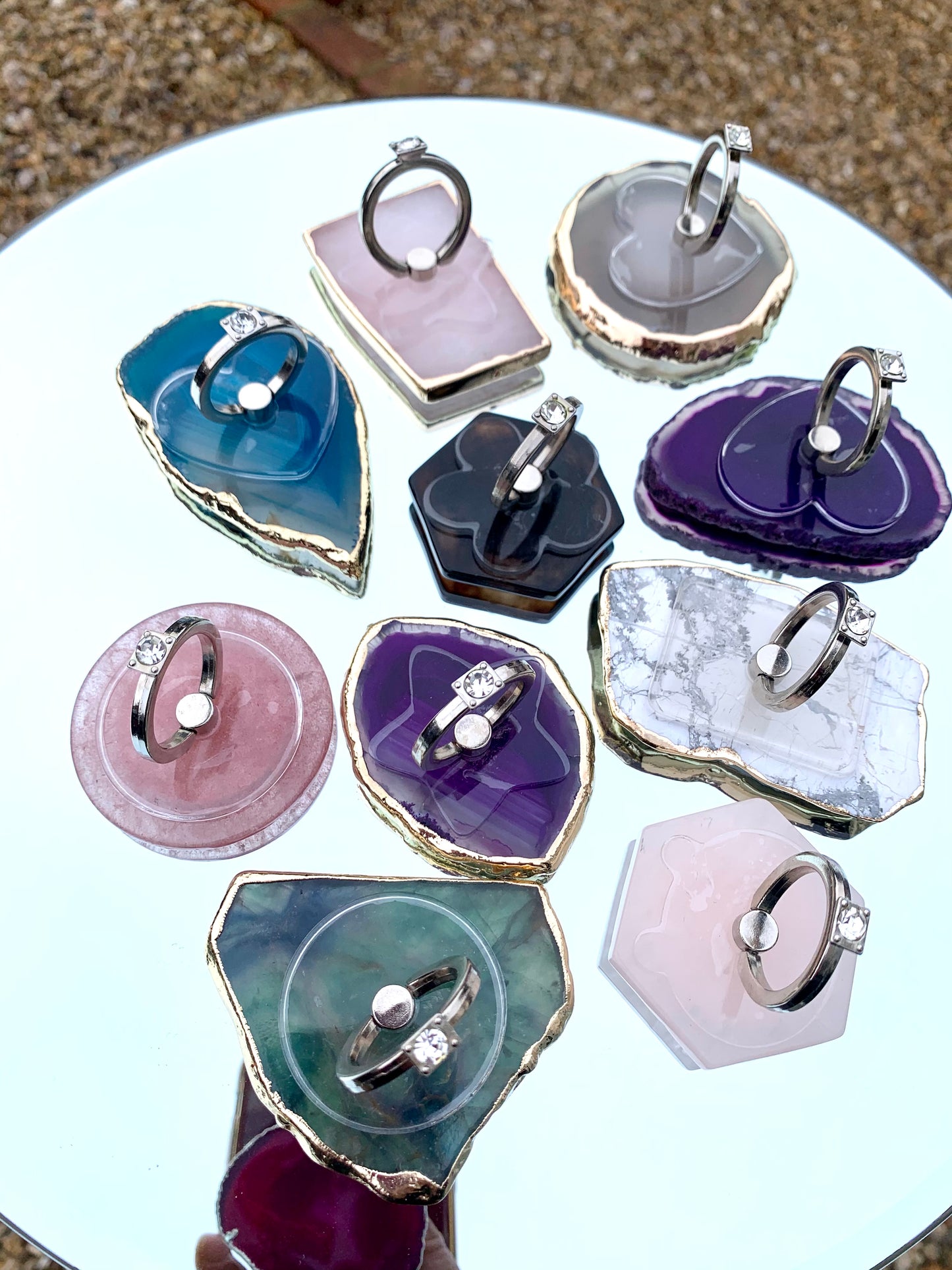 Quartz Slice Crystal Phone Ring Grip - CrystalBoutique.co.uk