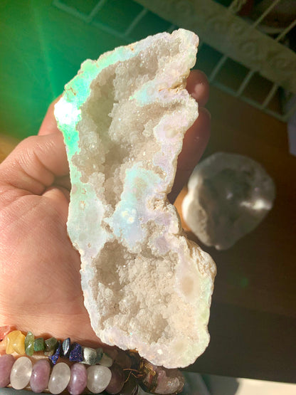 Angel Aura Rainbow Quartz Geode Cluster - CrystalBoutique.co.uk 