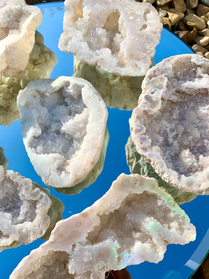 Angel Aura Rainbow Quartz Geode Cluster - CrystalBoutique.co.uk 