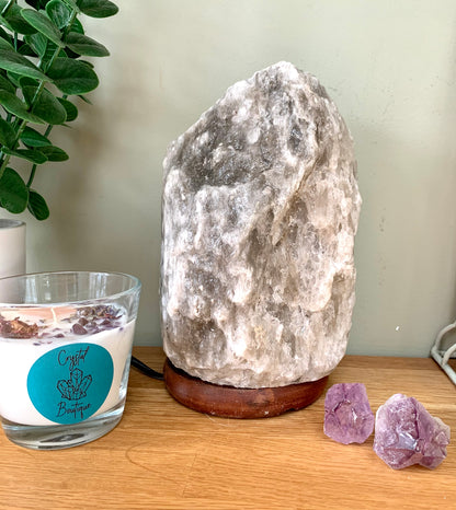 Grey Himalayan Salt Lamp 3-5kg - CrystalBoutique.co.uk