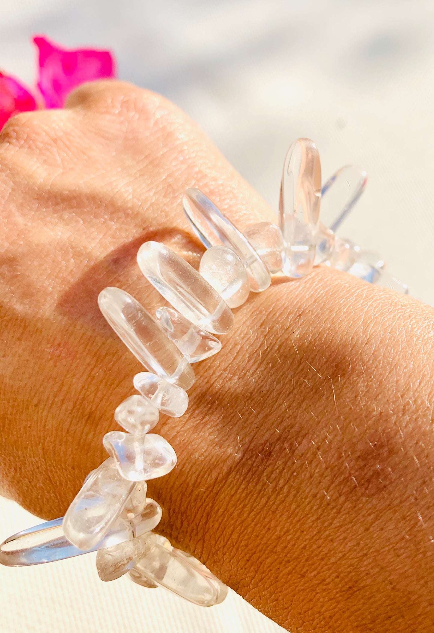 Clear Quartz Irregular Crystal Beaded Stretch Bracelet - Crystal Boutique.co.uk 