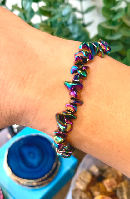 Rainbow Hematite Crystal Gemstone Bracelet - Crystalboutique.co.uk