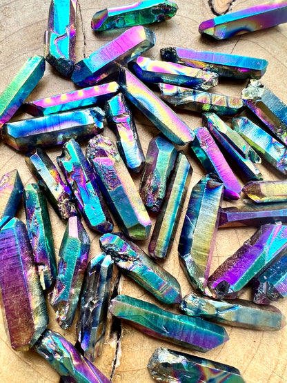 Celestial Rainbow Aura Rough Quartz Crystal Point