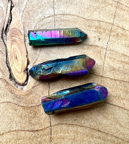 Celestial Rainbow Aura Rough Quartz Crystal Point
