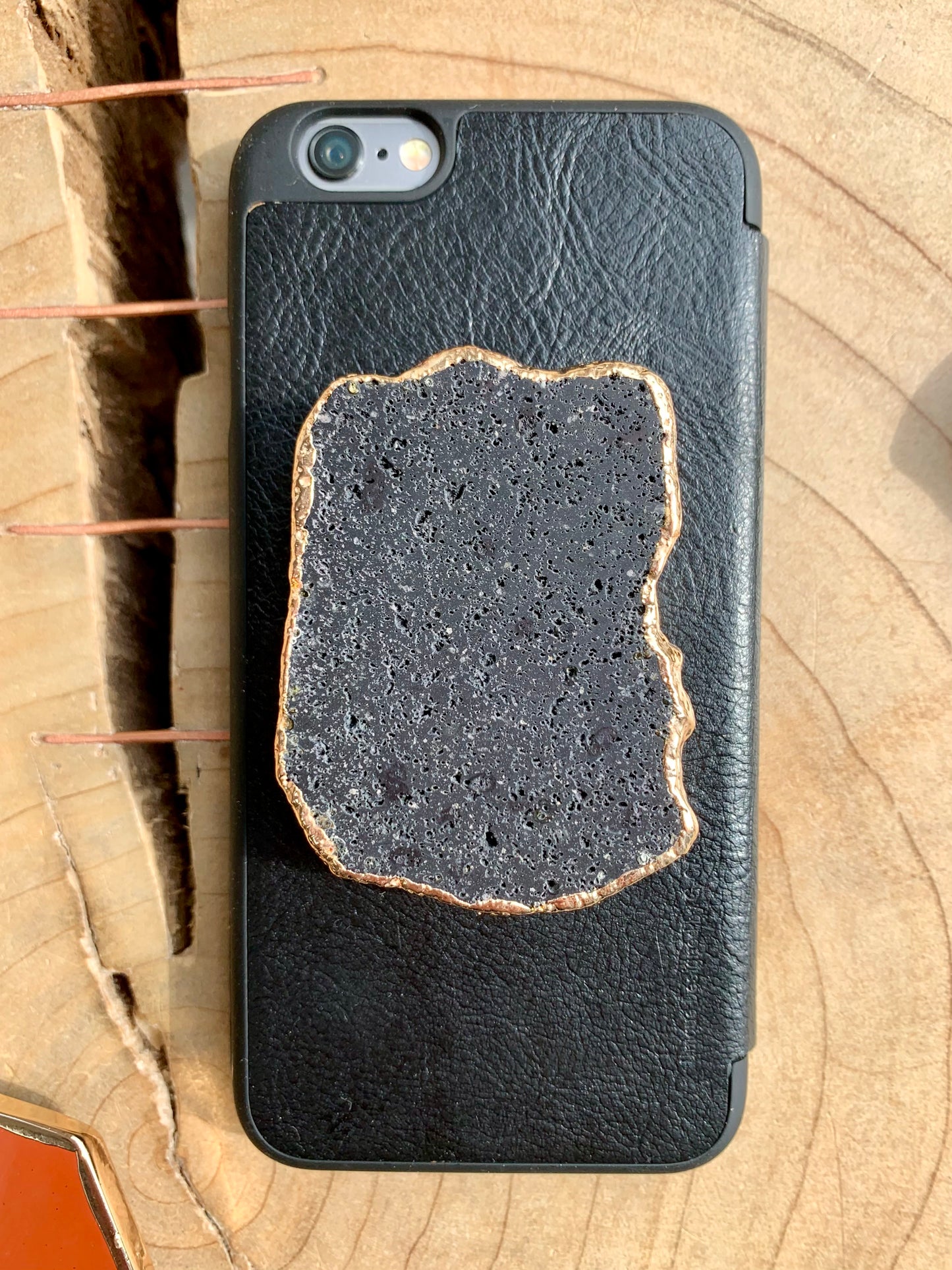 Black Lava Stone Crystal Phone Grip - CrystalBoutique.co.uk