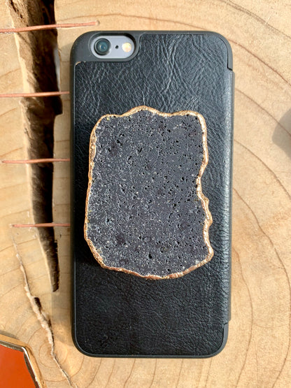 Black Lava Stone Crystal Phone Grip - CrystalBoutique.co.uk