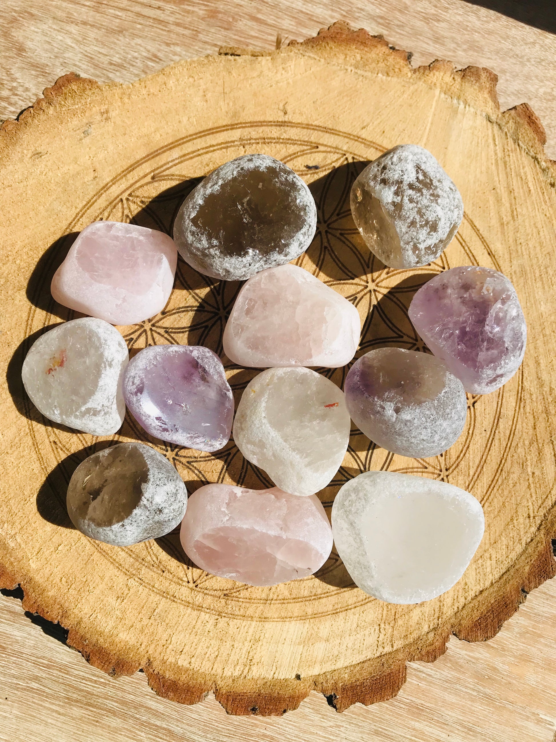 Assorted Amethyst, Clear, Smokey & Rose Quartz Crystal Dragons Eggs - Crystal Boutique.co.uk