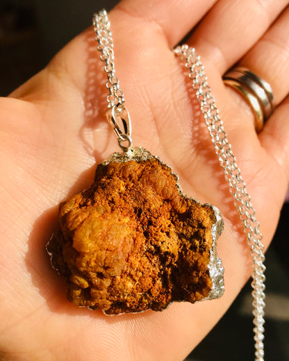 Druzy Crystal Healing Quartz Slice Pendant Necklace - Mustard - Crystal Boutique.co.uk 