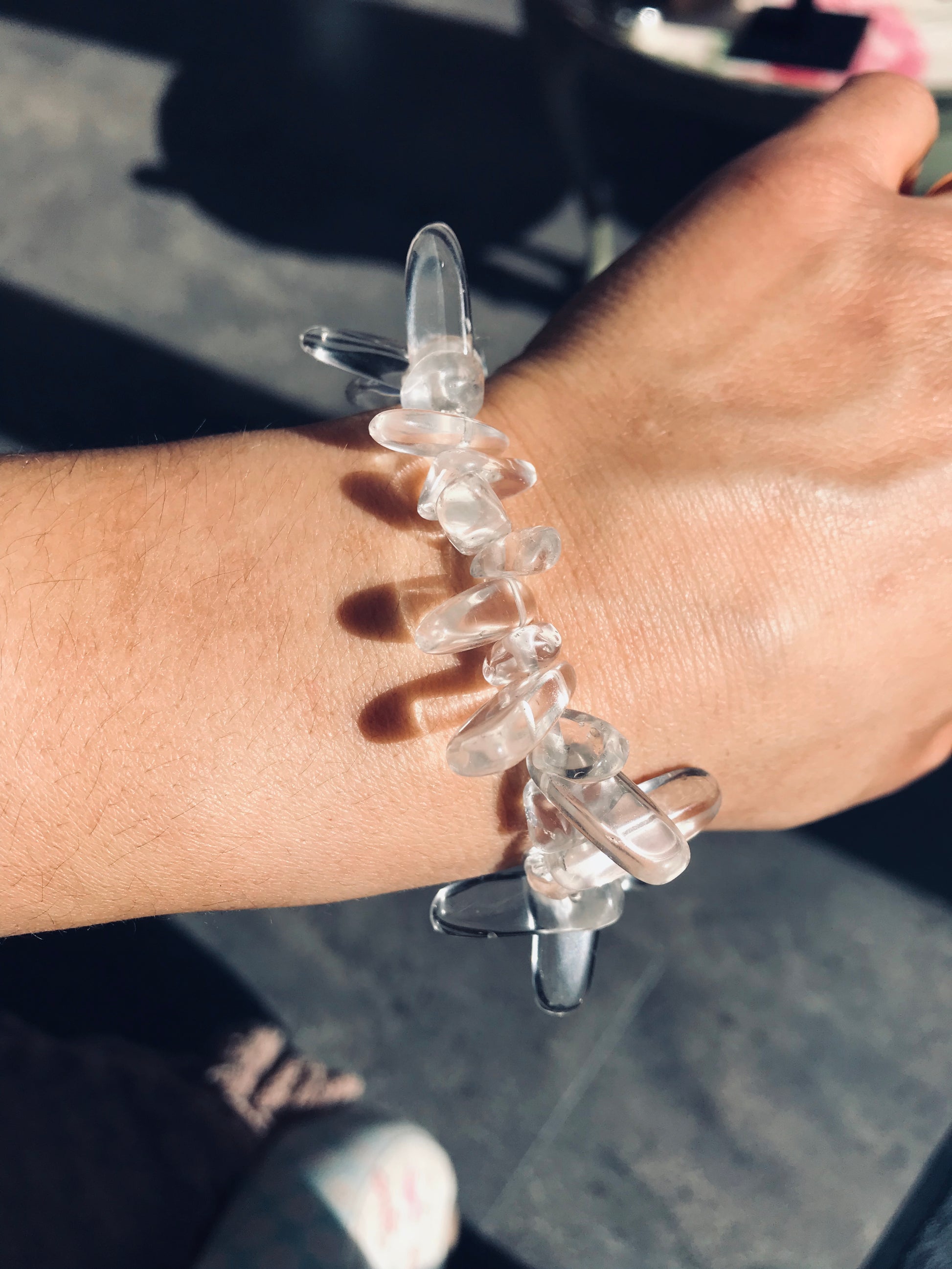 Clear Quartz Irregular Crystal Beaded Stretch Bracelet - Crystal Boutique.co.uk 