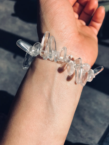Clear Quartz Irregular Crystal Beaded Stretch Bracelet - Crystal Boutique.co.uk 