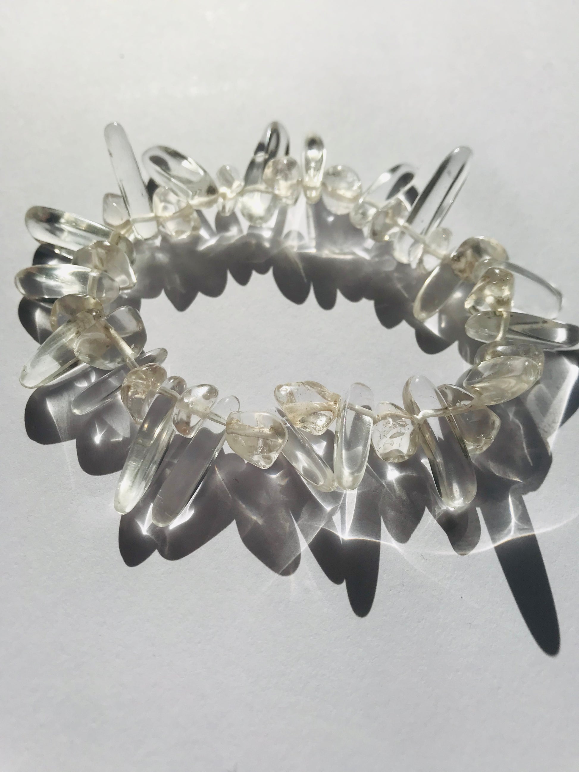 Clear Quartz Irregular Crystal Beaded Stretch Bracelet - Crystal Boutique.co.uk 