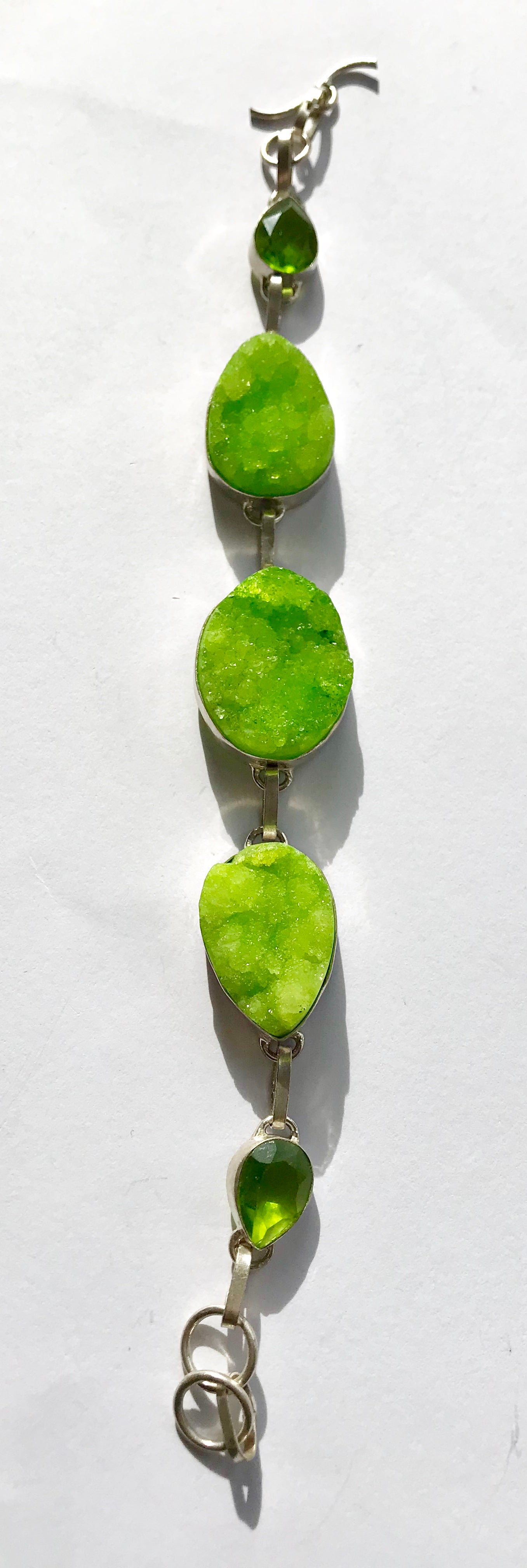 Peridot Crystal Healing T-Bar Bracelet Bright Green - Stress Busting - Crystal Boutique.co.uk 