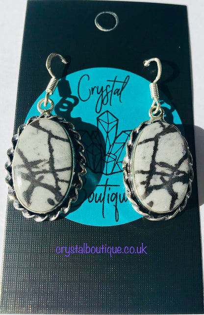 Australian Outback Jasper Crystal Earrings - 925 Silver - Crystal Boutique.co.uk 