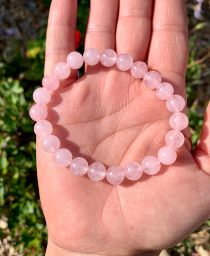 Rose Quartz A Grade Round Beaded Power Bracelet