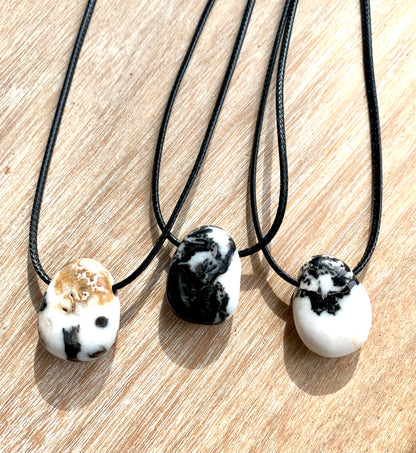 Zebra Jasper Tumblestone Crystal Gemstone Corded Pendant Necklace Unisex