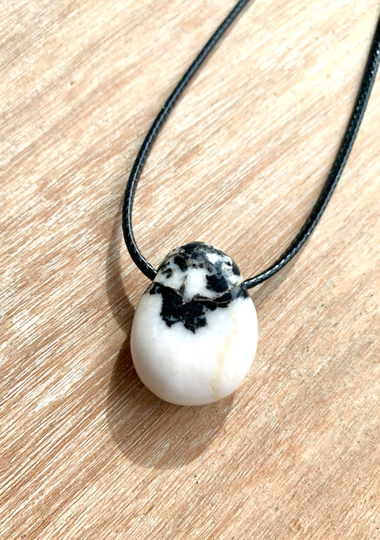 Zebra Jasper Tumblestone Crystal Gemstone Corded Pendant Necklace Unisex