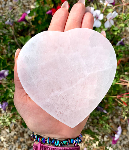 Selenite Satin Spar Charging Plate Heart
