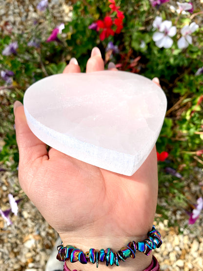 Selenite Satin Spar Charging Plate Heart