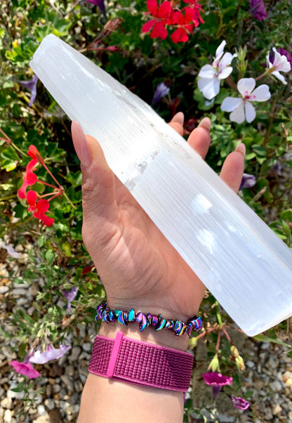 Large Selenite Satin Spar Charging Plate Rectangle