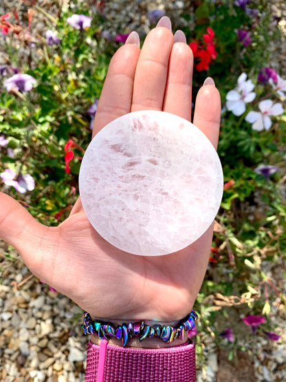 Selenite Satin Spar Charging Plate 7cm Round