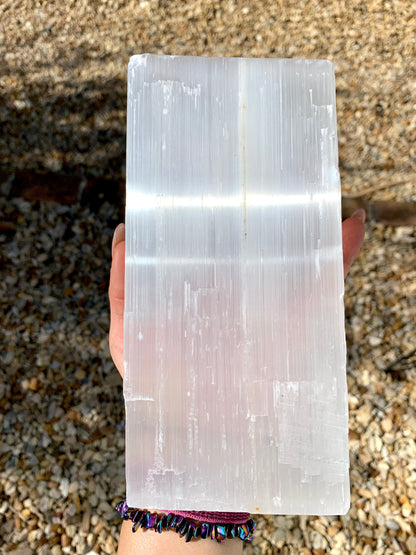 Large Selenite Satin Spar Charging Plate Rectangle