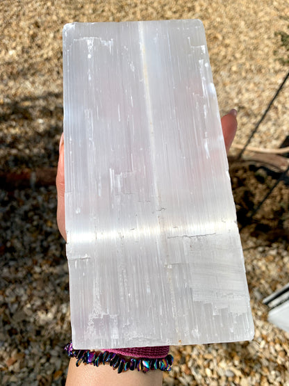 Large Selenite Satin Spar Charging Plate Rectangle