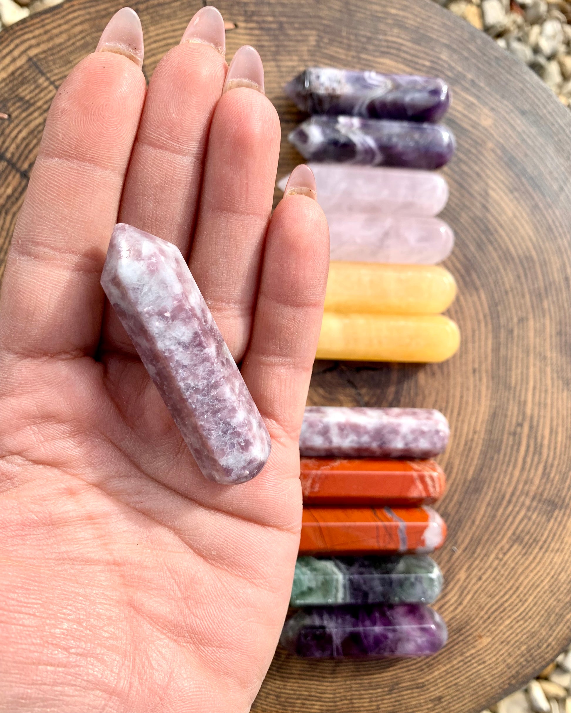 Lepidolite Crystal Wand Point Rounded End 