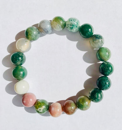Moss Agate Natural Handmade Crystal Healing Bracelet - Abundance - Crystal Boutique.co.uk 