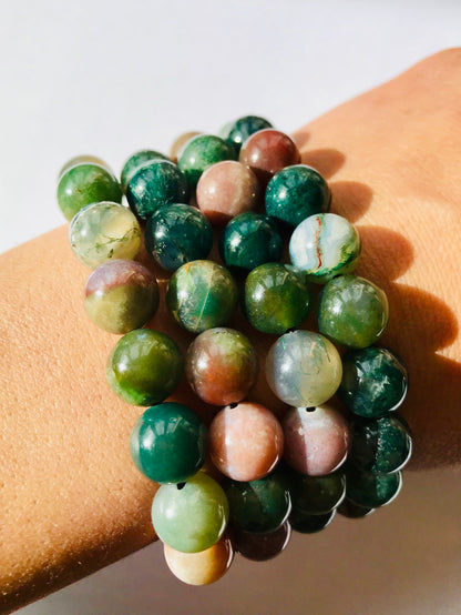 Moss Agate Natural Handmade Crystal Healing Bracelet - Abundance - Crystal Boutique.co.uk 