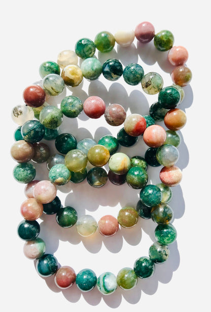 Moss Agate Natural Handmade Crystal Healing Bracelet - Abundance - Crystal Boutique.co.uk 