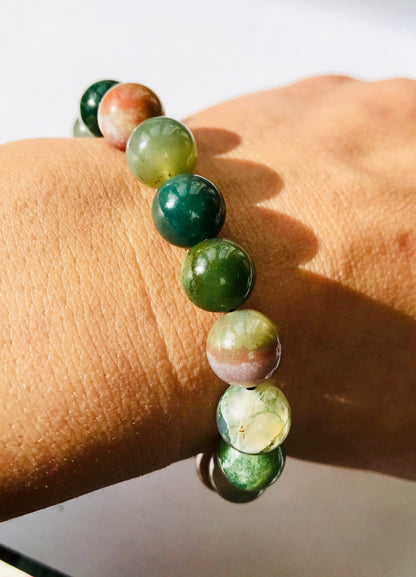 Moss Agate Natural Handmade Crystal Healing Bracelet - Abundance - Crystal Boutique.co.uk 
