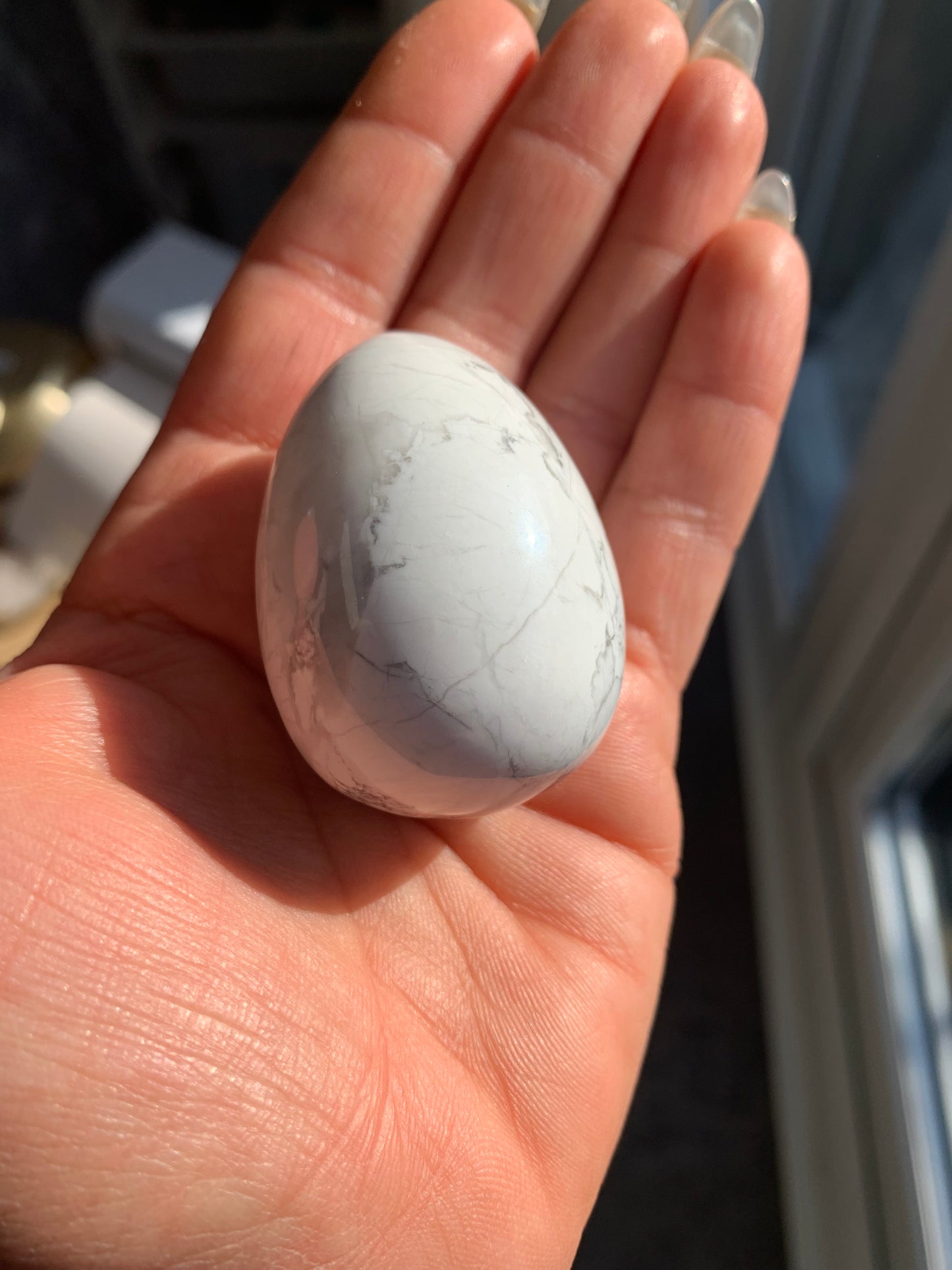 White  Howlite Polished Crystal Egg 